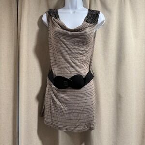 Y2K VTG Wet Seal Cowl Neck Beaded Shoulder Sleeveless Top Women's M‎
